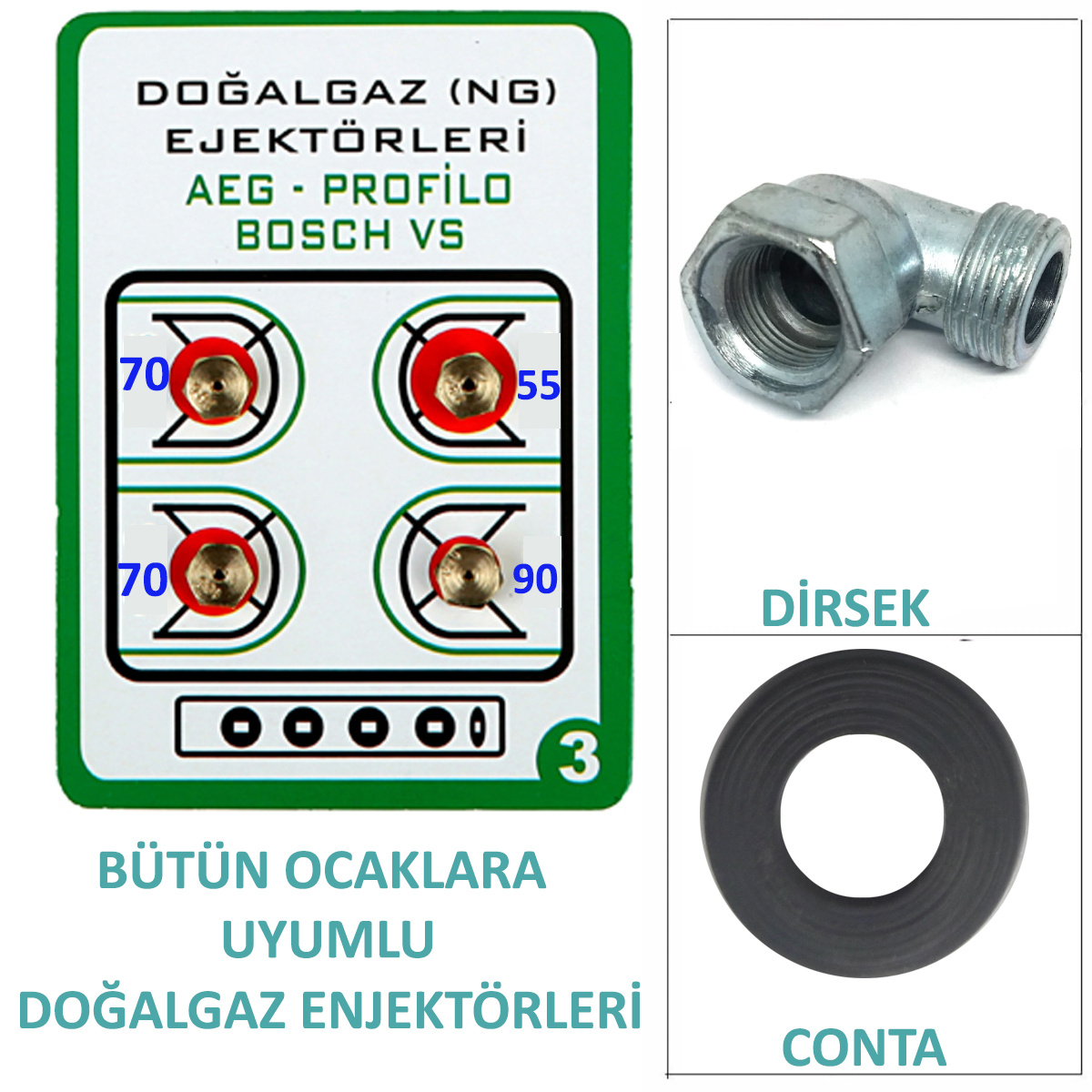 Set Üstü Ocak, Doğalgaz Tamir Setti (Enjektör/Meme, Dirsek)