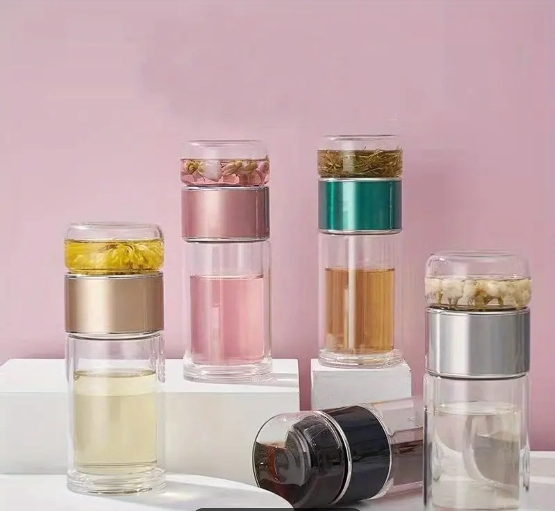 Çift Katlı Cam, Bitki Çayı, Ihlamur, Filtre Kahve Demliği French Press