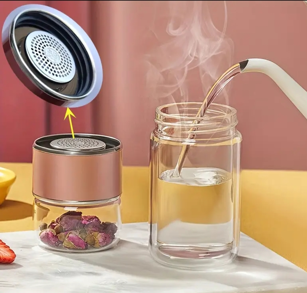 Çift Katlı Cam, Bitki Çayı, Ihlamur, Filtre Kahve Demliği French Press